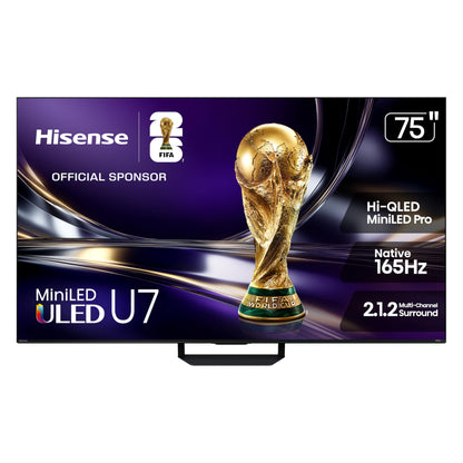 Hisense 65" U7 Mini-LED ULED 4K UHD Best Premium Gaming Smart Google TV (65U7SG, 2026 NEW) - Hi-QLED, Native 165Hz, VRR 330, HDR10+, Dolby Vision IQ · Atmos, IMAX Enhanced, Anti-Reflection, 2.1.2 Ch