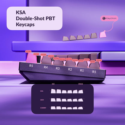 Keychron Q6 Pro Full-Size Wireless Bluetooth Mechanical Keyboard, Full Aluminum, Hot-Swappable Keychron Super Brown Switch, Launcher Programmable, NKRO Knob, KSA PBT Keycaps, Mac/Win/Linux - Purple