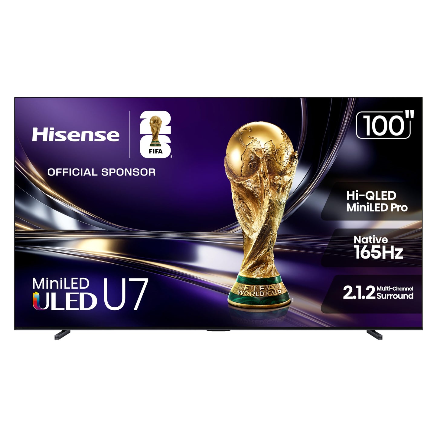 Hisense 65" U7 Mini-LED ULED 4K UHD Best Premium Gaming Smart Google TV (65U7SG, 2026 NEW) - Hi-QLED, Native 165Hz, VRR 330, HDR10+, Dolby Vision IQ · Atmos, IMAX Enhanced, Anti-Reflection, 2.1.2 Ch