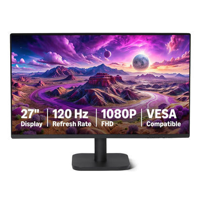 Amazon Basics 27 in IPS Monitor, Full HD 1080P, 75 Hz, Adjustable Stand, HDMI, Display Port, VGA Input, Built-in Speakers, VESA Compatible, Black