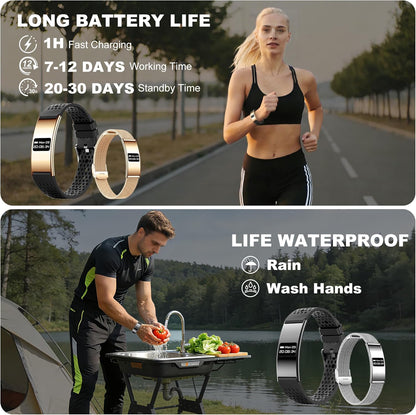 Smart Bracelet for Women Men,Wearable Activity & Fitness Tracker,All-Day Heart Rate/Stress/HRV/Step Monitor,24H Sleep Tracker,Multiple Sport Modes Smart Wristband with 2 Bands, Free APP
