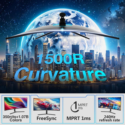 Z-Edge 34" Curved Gaming Monitor, WQHD 1440P 240Hz 165Hz Computer Monitor, MPRT 1ms, 21:9 Aspect Ratio, 1500R，16.7M Colors, 4000:1 Contrast, AG34P Edgeless, Height Adjustable 2X DP and 2X HDMI