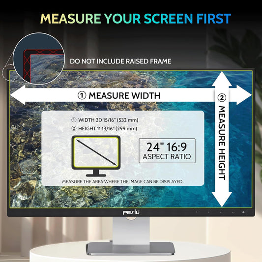 Peslv [2-Pack] 24 Inch Privacy Screen for Computer Monitor 16:9 Aspect Ratio, Eye Protection Anti Blue Light Glare Shield, 24inch Removable Black Blackout Anti Spy Desktop Security Private Filter