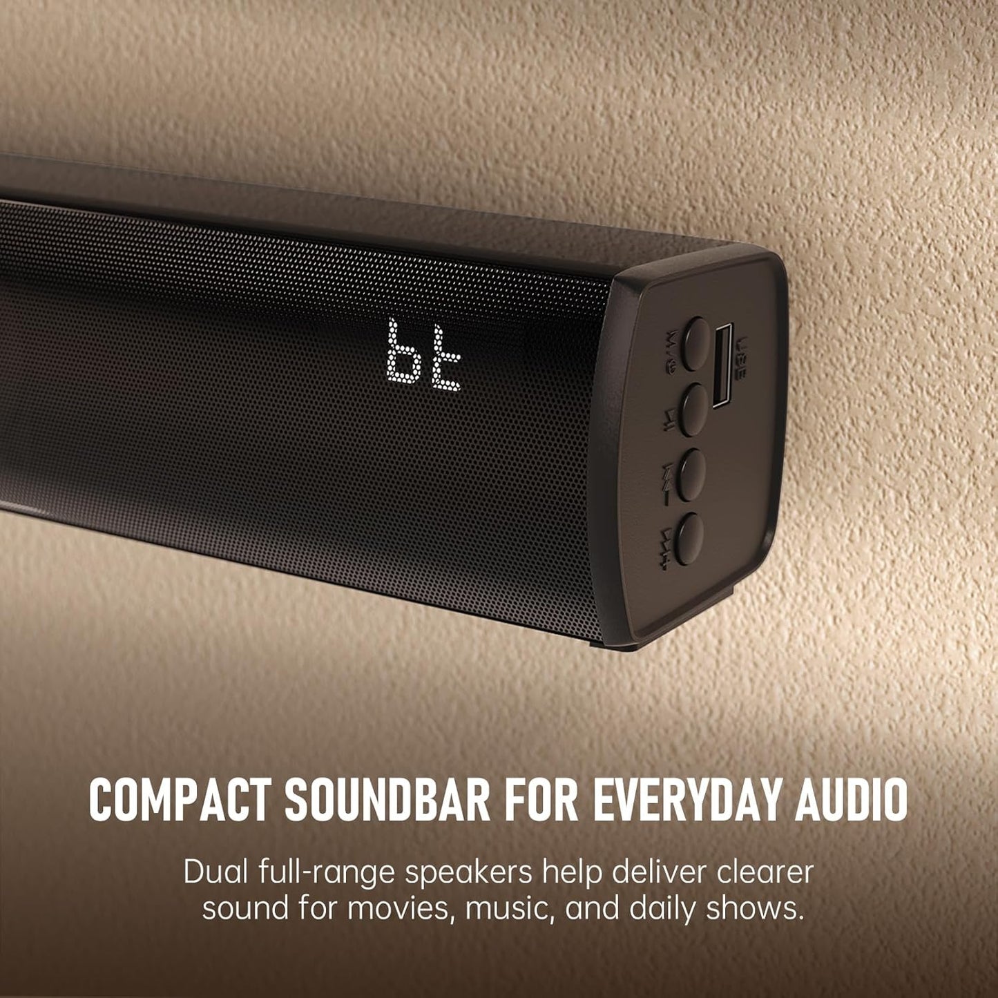 Bluetooth Wireless Surround Sound Bar, Sound Bar Wireless Surround Speakers, HDMI Sounds Bars Smart TV HDMI(ARC) OPT AUX USB 2.0ch 3 Modes Home Theater Sounds System TV/PC/Gaming/Projector, Black