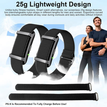 Smart Bracelet Fitness Trackers for Men Women, Smart Watch 24/7 Heart Rate Sleep Stress HRV Monitor, 170+ Sports Modes, 2 Bands, Free APP