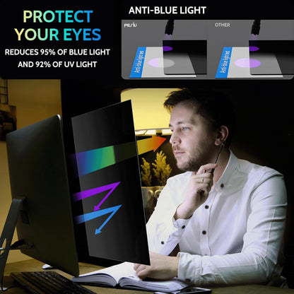 Peslv [2-Pack] 24 Inch Privacy Screen for Computer Monitor 16:9 Aspect Ratio, Eye Protection Anti Blue Light Glare Shield, 24inch Removable Black Blackout Anti Spy Desktop Security Private Filter