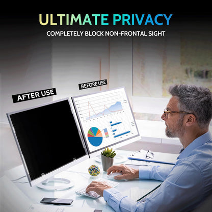 Peslv [2-Pack] 24 Inch Privacy Screen for Computer Monitor 16:9 Aspect Ratio, Eye Protection Anti Blue Light Glare Shield, 24inch Removable Black Blackout Anti Spy Desktop Security Private Filter