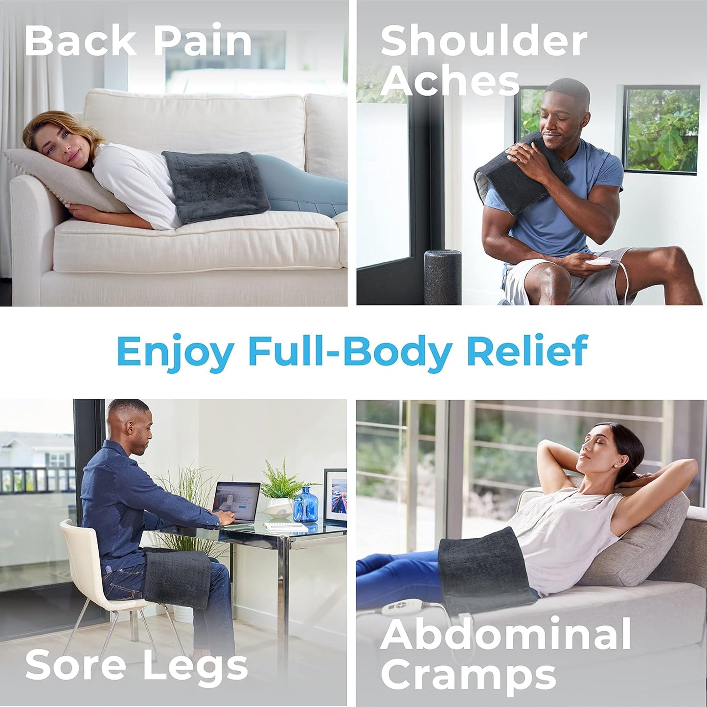 Pure Enrichment® PureRelief® Duo 2-in-1 Heating Pad with Removable XL Hot/Cold Gel Pack, Soft Microplush Pad Warms Up in Seconds, Ideal for Back Pain, Cramps, & Muscle Aches in Legs & Shoulders (Gray)