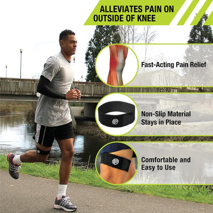Pro-Tec Athletics IT Band Compression Wrap, Knee Brace, Compression Wraps, Knee Strain, Knee and Outside of Knee Support, Iliotibial Band Syndrome, Adjustable, Men & Women, Working Out