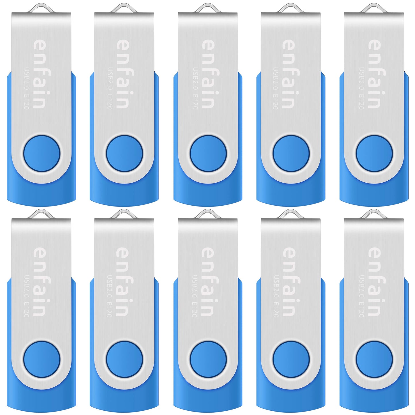 Enfain 16GB USB 2.0 Flash Drive 10 Pack | Swivel Thumb Drives with 31 Labels | Gift-Ready Packaging for Corporate Events, Office & Team Distributions (Black)
