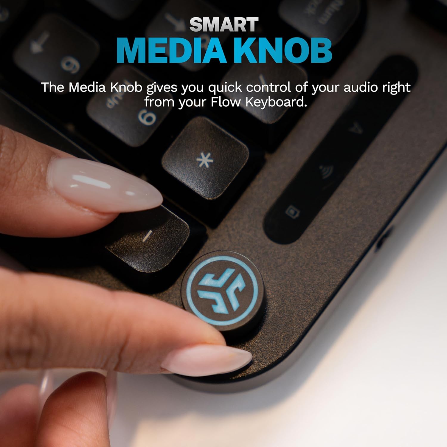 JLab Flow Keyboard & Ambidextrous Mouse Ergonomic Wireless Bundle, Bluetooth or USB-C Dongle, AI Integration, Smart Media Knob, Customize with the JLab App for the Ultimate Home or Work Setup