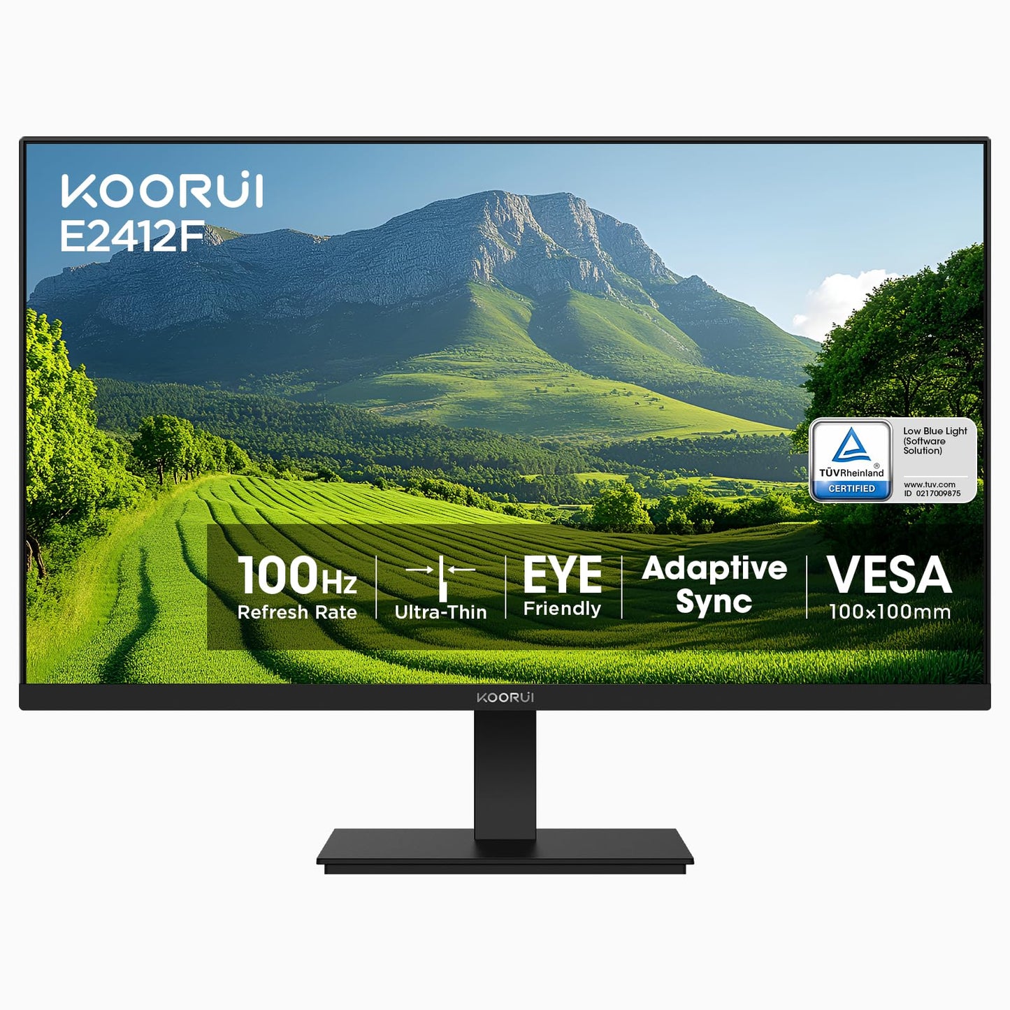 KOORUI New 22 Inch Computer Monitor FHD 1080P 120Hz PC Gaming Screen VA Panel Ultra-Slim Display 4000:1 Contrast Ratio with Adpitive Sync (HDMI/VGA/VESA Compatible 100x100mm/Audio Out), Tilt, Black