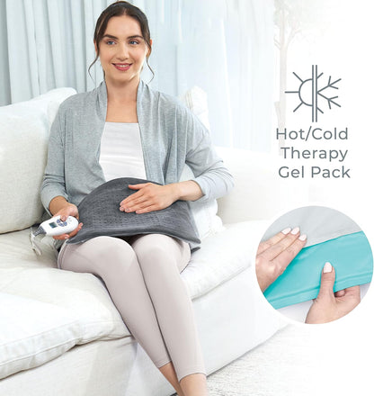 Pure Enrichment® PureRelief® Duo 2-in-1 Heating Pad with Removable XL Hot/Cold Gel Pack, Soft Microplush Pad Warms Up in Seconds, Ideal for Back Pain, Cramps, & Muscle Aches in Legs & Shoulders (Gray)