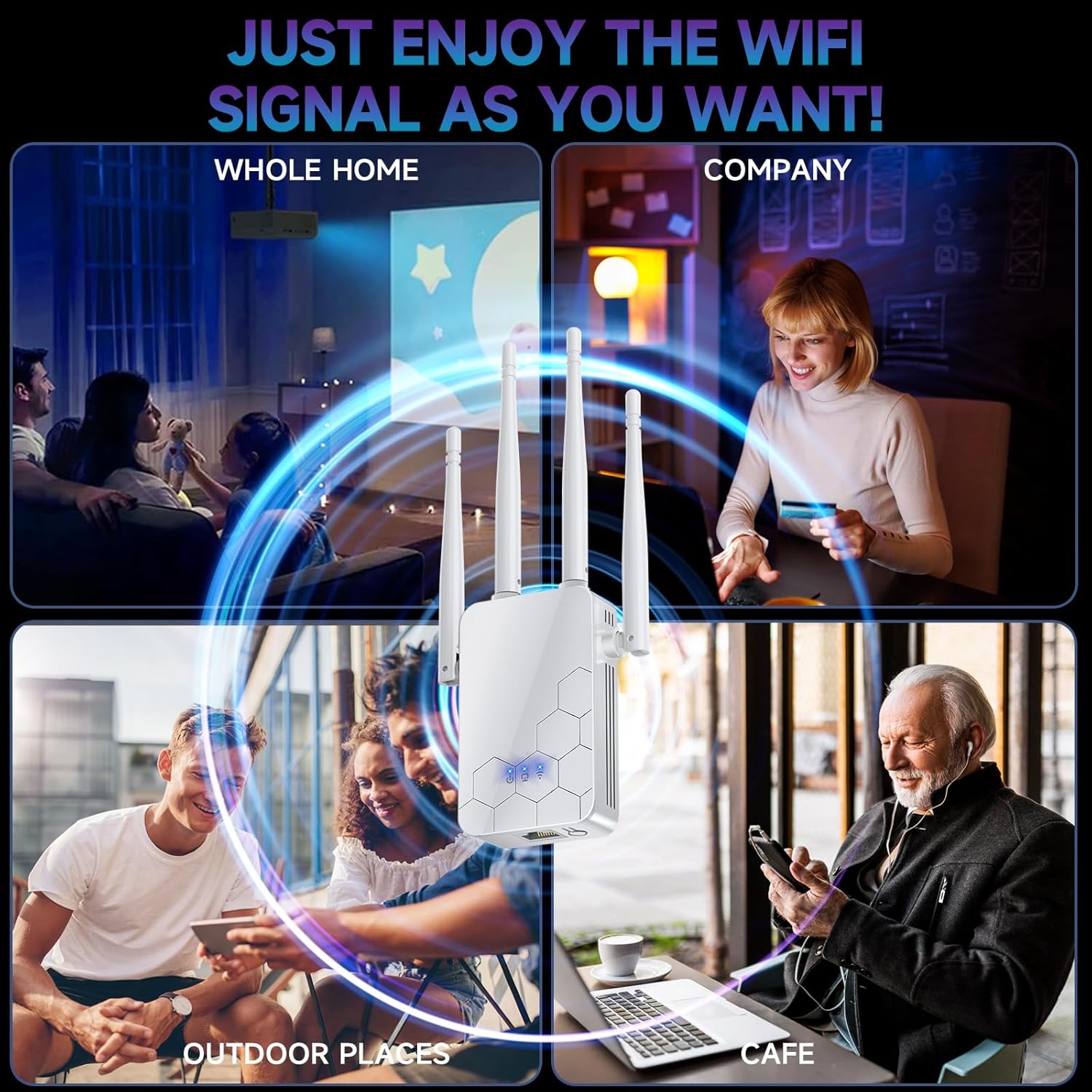 2026 WiFi Extender Internet Booster, 10000 Sq.ft Long Range Repeater Wireless Routers Amplifier, Mesh Wi-Fi 80% Faster | Broader Than Ever, Support More Network Devices at Home, 1-Tap Setup