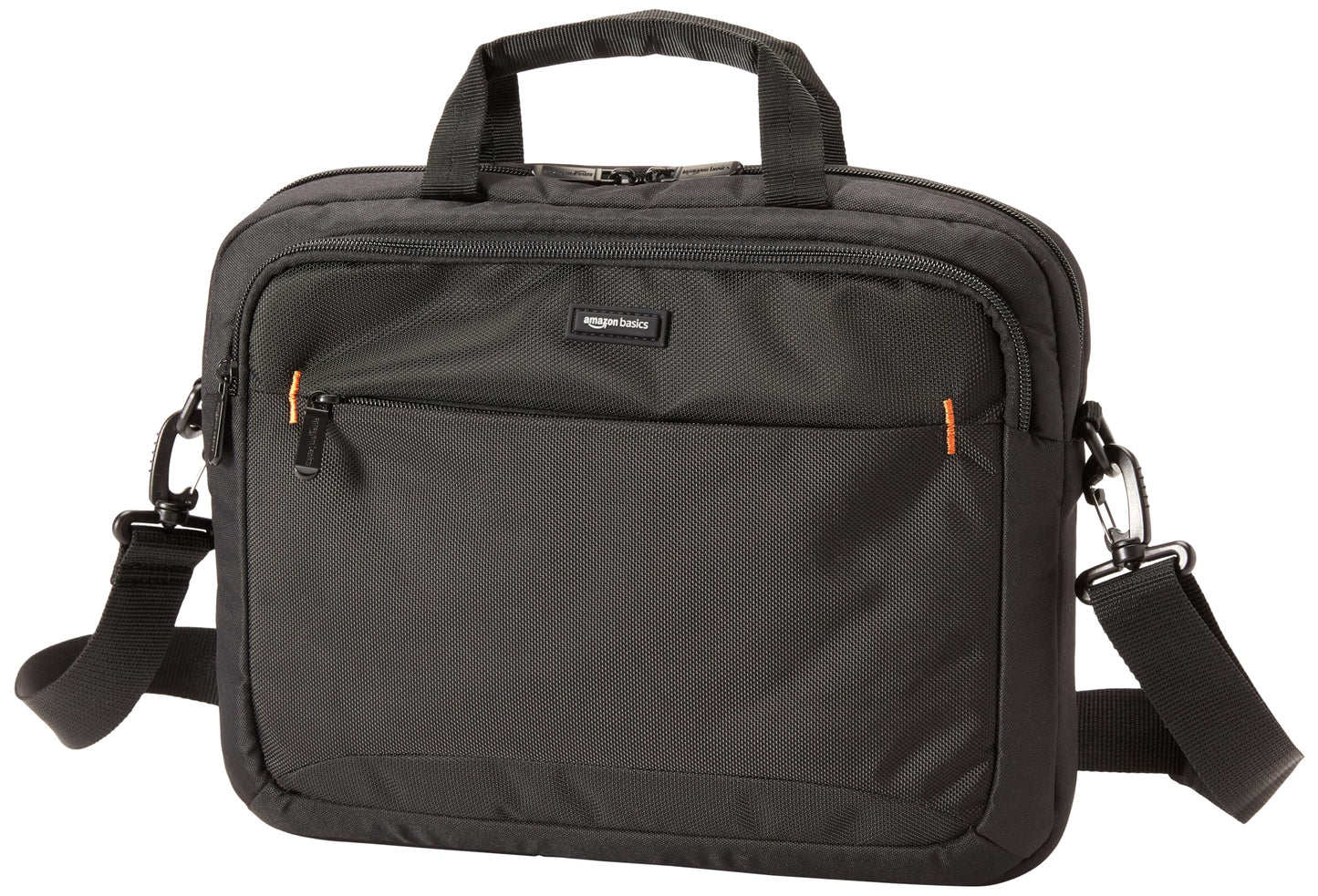 Amazon Basics 15.6 in Laptop Bag with Shoulder Strap and Handle, Large Capacity, Spacious Compartments, Black