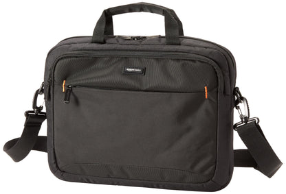 Amazon Basics 15.6 in Laptop Bag with Shoulder Strap and Handle, Large Capacity, Spacious Compartments, Black