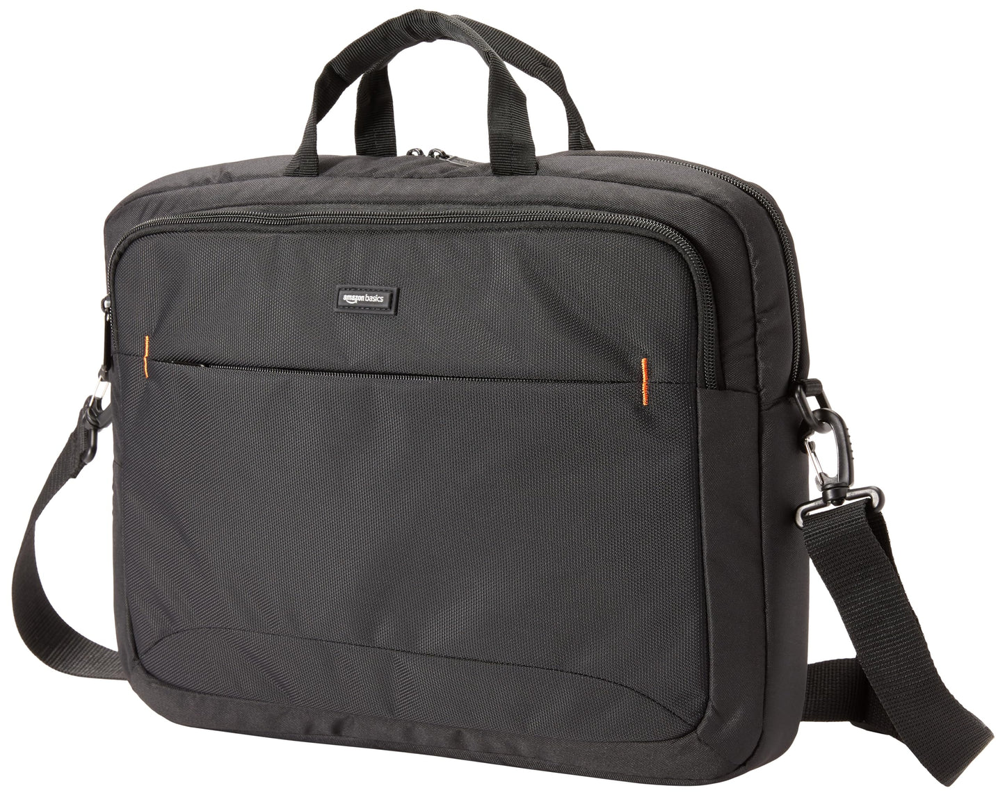 Amazon Basics 15.6 in Laptop Bag with Shoulder Strap and Handle, Large Capacity, Spacious Compartments, Black
