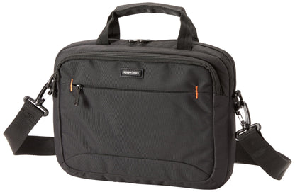 Amazon Basics 15.6 in Laptop Bag with Shoulder Strap and Handle, Large Capacity, Spacious Compartments, Black