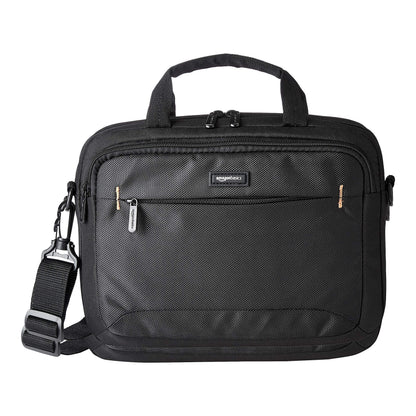 Amazon Basics 15.6 in Laptop Bag with Shoulder Strap and Handle, Large Capacity, Spacious Compartments, Black