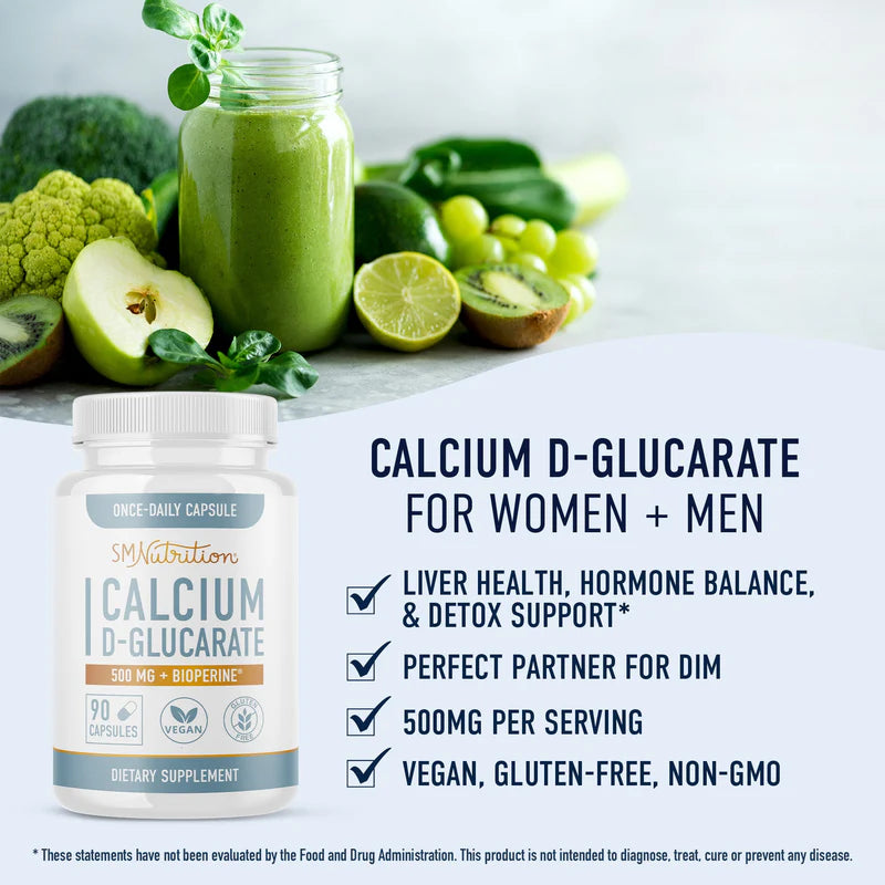 Calcium D-Glucarate 500mg | Premium Detox & Hormonal Balance Support | 90 Vegetarian Capsules