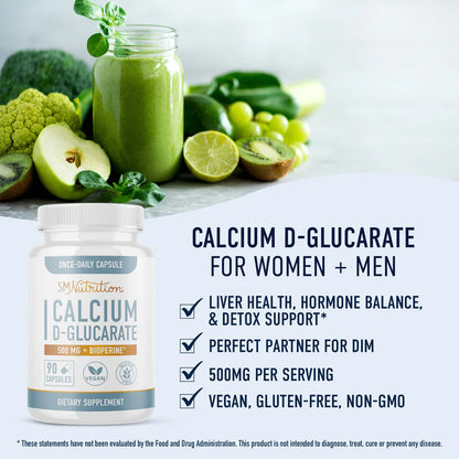 Calcium D-Glucarate 500mg | Premium Detox & Hormonal Balance Support | 90 Vegetarian Capsules