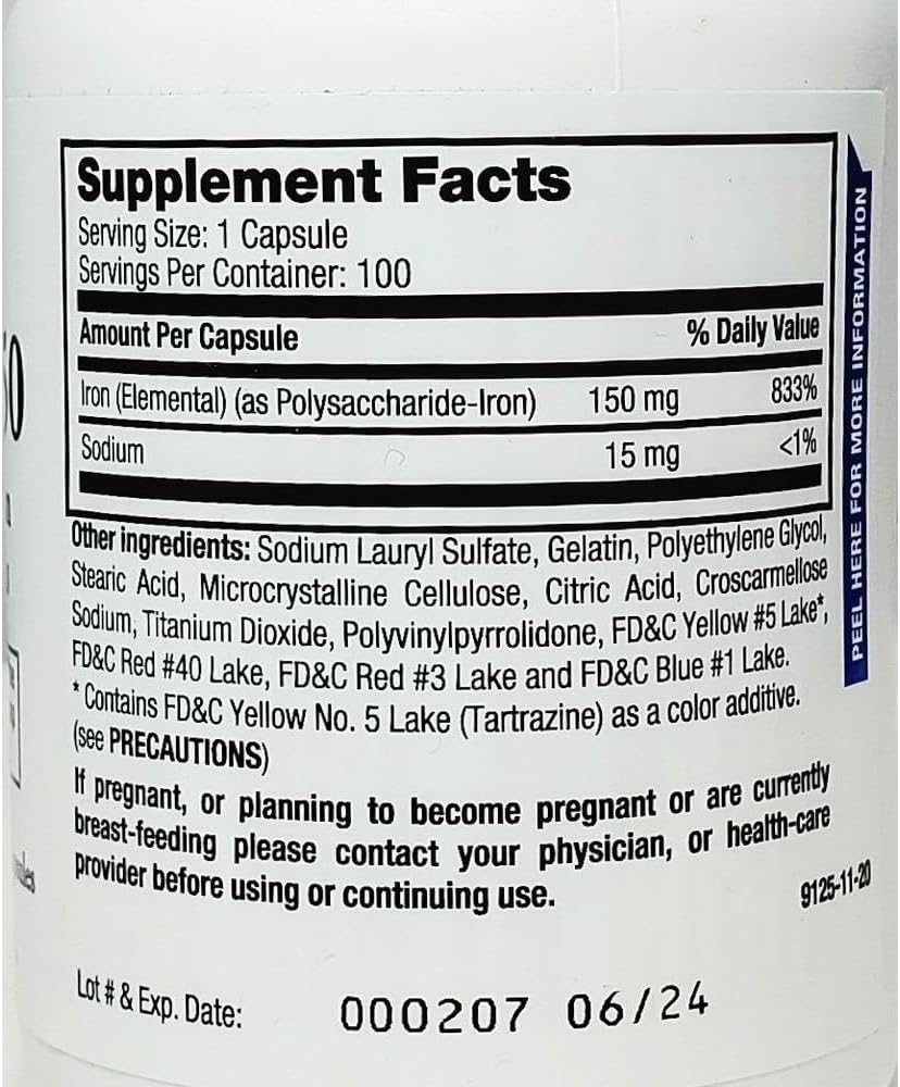 Ferrex 150 (Polysaccharide Iron Complex) – 150mg Iron Supplement (100 Capsules)