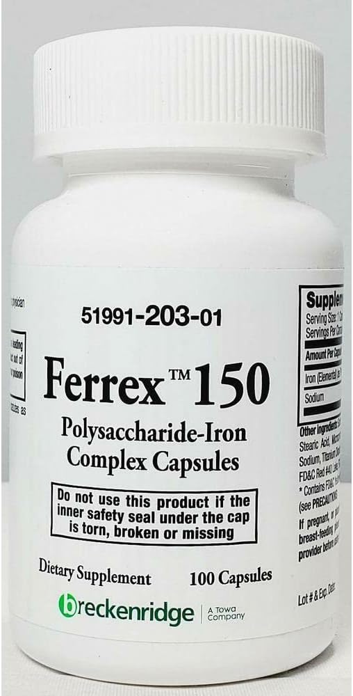 Ferrex 150 (Polysaccharide Iron Complex) – 150mg Iron Supplement (100 Capsules)