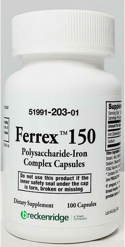 Ferrex 150 (Polysaccharide Iron Complex) – 150mg Iron Supplement (100 Capsules)