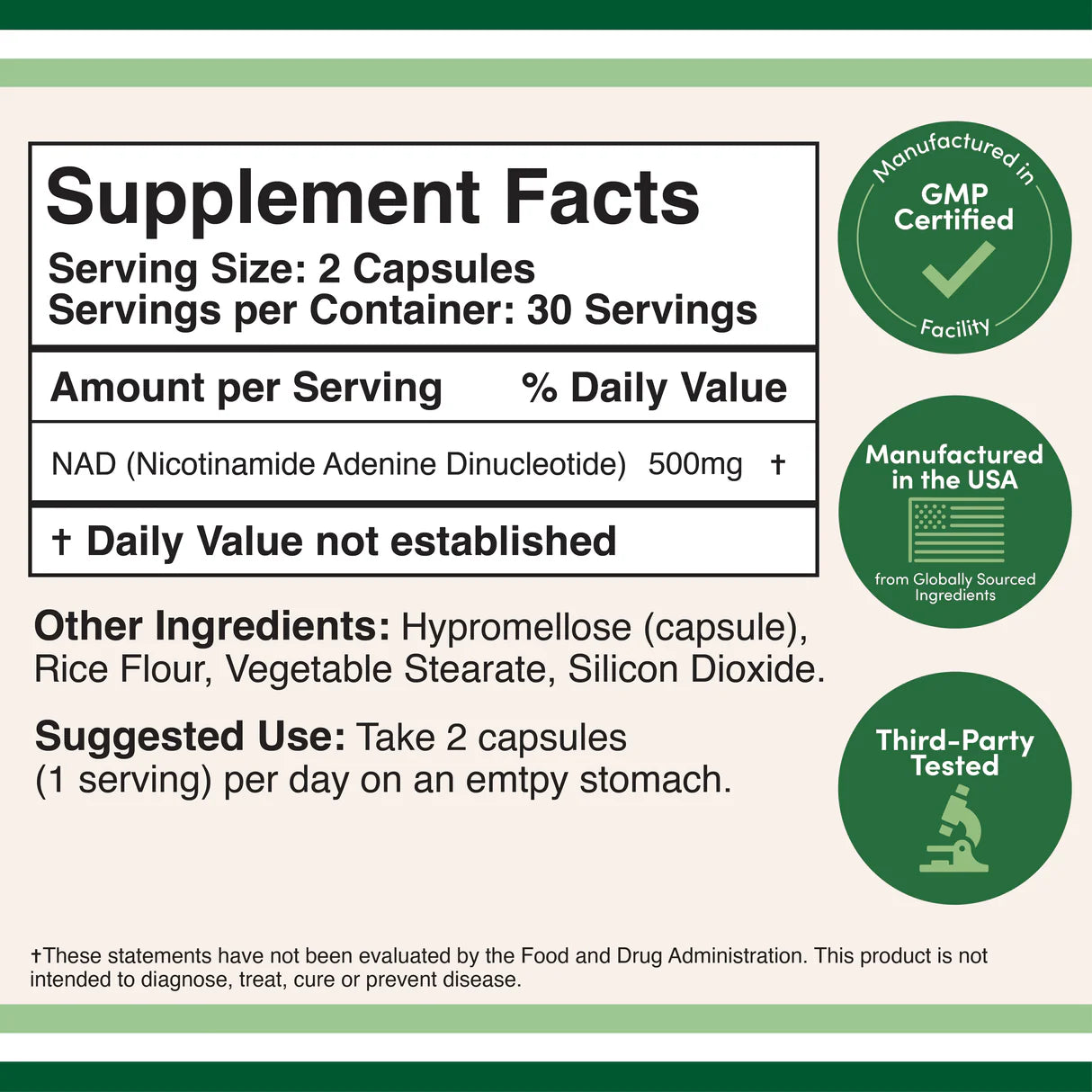 Pure NAD+ Booster Supplement (500mg) – Advanced Cellular Energy, Anti-Aging & Metabolic Support – 60 Capsules