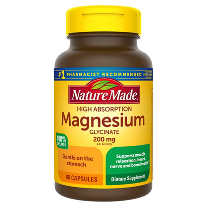 Nature Made Magnesium Glycinate 200 mg Per Serving Capsules, Dietary 80008000, 60 Count