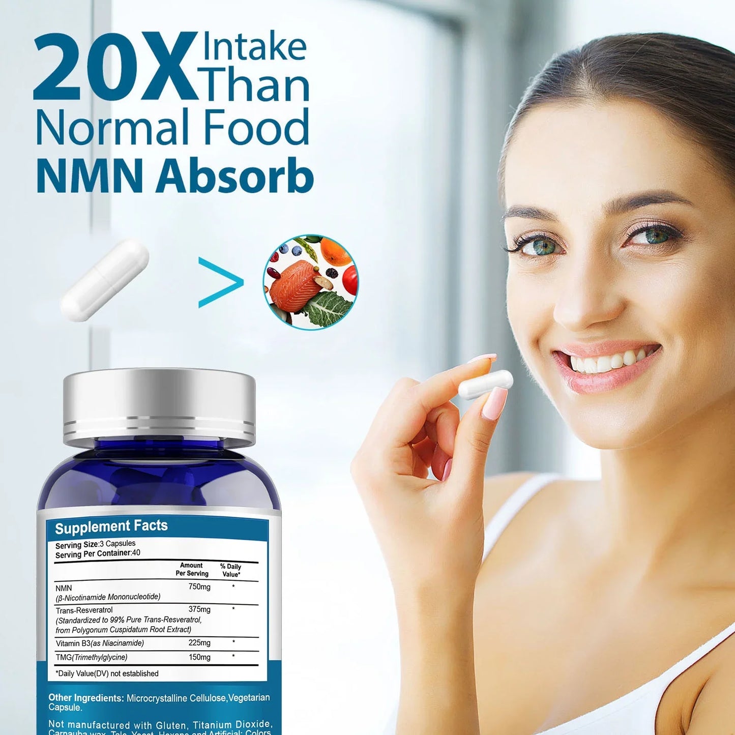 VIVALIFER NMN 500mg - NAD+ Supplement for Cellular Repair, Longevity, Anti-Aging & Energy