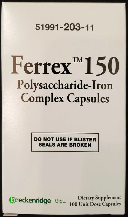 Ferrex 150 (Polysaccharide Iron Complex) – 150mg Iron Supplement (100 Capsules)